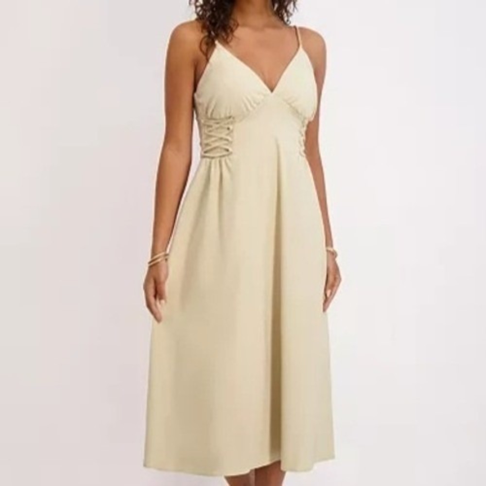 Siena Stretch Woven Sleeveless A Line V Neck Aurora Dress Womens Size 12 NWT